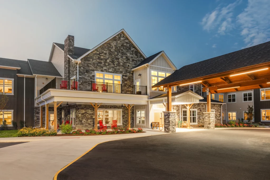 exterior rendering of two story senior living community in virginia